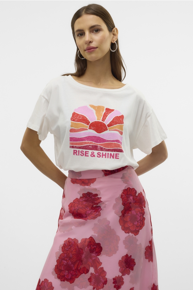VMDINA S/S BOAT NECK TOP JRS BTQ GA 10329527 Snow White/RISE AND SHINE